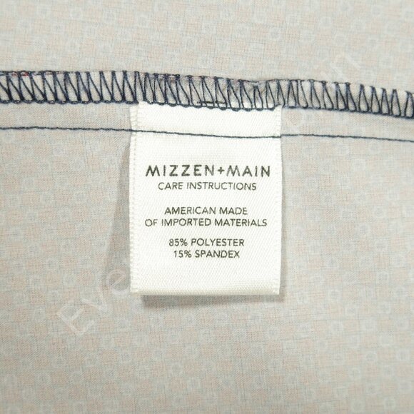 Mizzen + Main Trim Fit Dobby Print Sport Shirt in Blue / Read Size 2XL - Picture 5 of 5